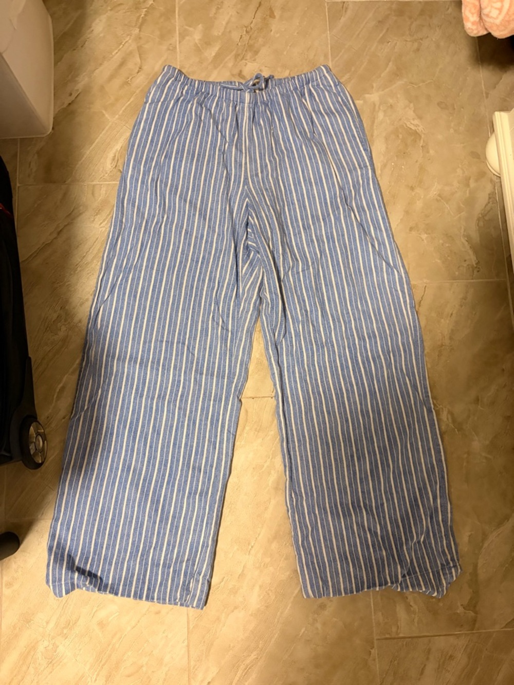 A New Day Blue / White Stripe Size Small Length 29" Linen Blend - Picture 2 of 4